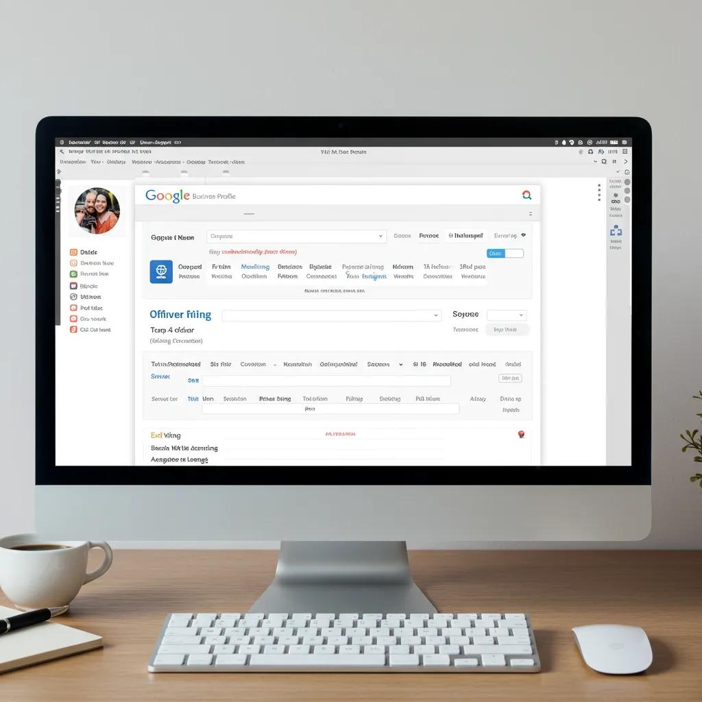 A perfectly optimized Google Business Profile displayed on a computer screen, showcasing comprehensive business details for superior local visibility